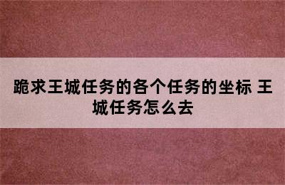 跪求王城任务的各个任务的坐标 王城任务怎么去